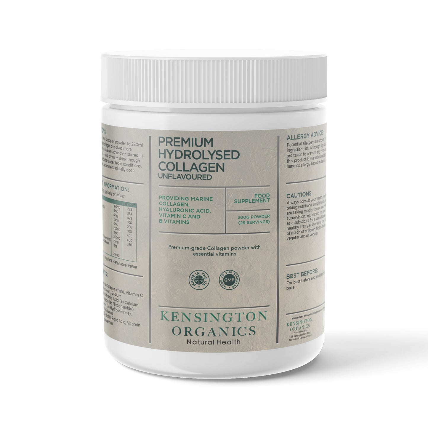 Premium hydrolysert kollagenpulver med essensielle vitaminer - 300 g uten smak